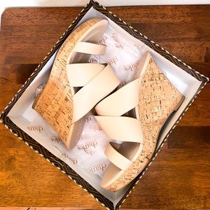 Leslie - Nude Platform Cork Wedge Open Toe…